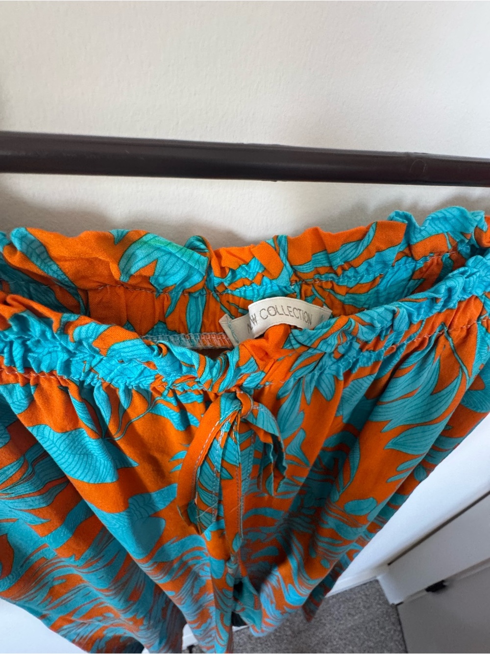 Wide-Leg Floral Pants in Orange & Turquoise - Lightweight Summer Style - Picture 3 of 5